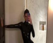 'Kendall J.' sexy selfie in black latex from beautiful sexy girl nude selfie lipsing