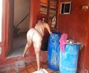He spied on my stepmother while she was taking a shower on the terrace of her house. from indian desi terrace sex video