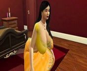 Desi Aunty Manju teasing horny guys by wearing a sexy yellow saree from manju warior hot xxx sexy