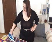 Thick huge tits wife getting herself off while iron the clothes from thick huge boobs