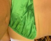 Fucking my panty friend in green satin bikini panties. from tanh
