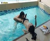 woman fucks man in the ass with strap-on in the pool ass sucking PEGGING from man in boys sexlkuus