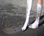Mud white socks from hubby on full mud for sex