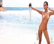 Putri Cinta stripping on a beautiful tropical beach from imel putri cahyati bugil