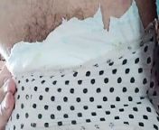 Huge pad in white panties. from perieod gairl wearing pad