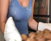 WWE - Peyton Royce wearing a denim dress in the kitchen from wwe denim