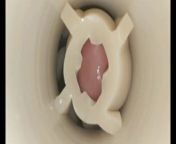 Moaning and cumming Inside fleshlight from gay gum eating