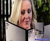 Milf fingers ass and pussy during dinner from femdom brazzer