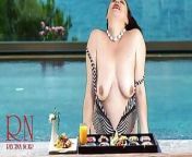 Regina Noir. Tits teasing at swimming pool. Nudist hotel. Nudism outdoors. 1 from tease bath outdoor