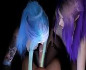 Two girls with brightly colored hair double blowjob : 3D Porn Short Clip from pov short red haired girl sucking