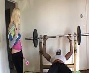 Stupid blond teen is ready to ride big black cock for candy in the gym from amazing gym stupid