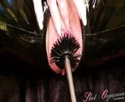 Slave Slut-Orgasma Celeste Latex-Catsuit toiled brush fuck from xxx girls toil