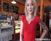 Petite waitress Dakota Skye wants customers cum in mouth from custom hotties