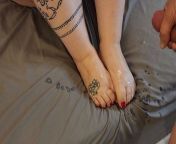Redhead BBW POV doggy style with vibrator jilling and cum on red painted toes from cum on printed