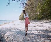 Beauty In Skirt Pissing Twice On The Public Beach, 4K from panty inskirt