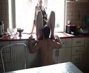 Romantic sex in the kitchen after his wife prepares his lunch from prepare lunch for family and breastfeeding