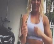 WWE - Mandy Rose dancing outside in tight white outfit from honey rose nude fakesww