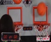 Two adorable girls play a game of strip basketball shootout from Баскетбол на раздевание