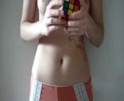 Topless Amateur solves rubiks cube in just over 1 minute from emma raducanu rubiks cube