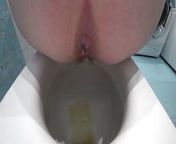 Old hairy pussy pissing in the toilet. Big ass, anal hole and fat wet vagina close-up. Home dirty fetish. Urine. ASMR. from fattie hairy pussy
