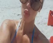 Dana Brooke AKA Ashley Mae Sebera in blue bikini, selfie from reba fitness sexy beach body core