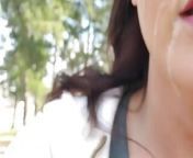 Stranger Public Blowjob and cum walk from breastfeeding at the park