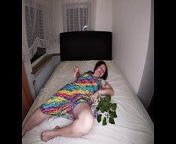 Hot Wife Found a Dildo in a Flower Bouquet from armpit under white