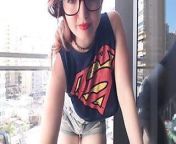 Supergirl Clothed flashing boobs in balcony from twitch streamer accidental boob flash