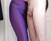Femdom Hot Wfie Gets Leggings Wet Locking and Teasing Cuck! from wfi