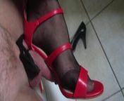 teasing red high heel sandal from filt fliop heel sandal