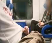 STRANGER looks at my cock and jerks me off in the train from train