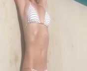 Elizabeth Hurley laying by the pool in a white bikini from carla white dakini nude