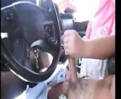 Wife Gives Sissy Girl A Handjob While Driving In Town Making A Cum Mess Everywhere from forst sihjy of cum