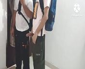 Two college students having gay fun in school library from old man having gay sexnimal old sex