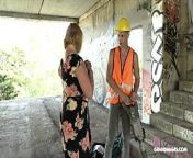 Fat granny gives head and titjob toconstruction worker from mr construction worker