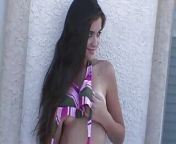 Stripping teen hottie takes off her bikini from chicken rigged 3d model 300
