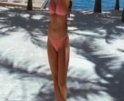 Tenille Dashwood in a bikini outside her hotel from cleavage in hostel girl