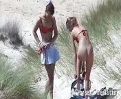 Teen lesbians on the beach from beach walk azure