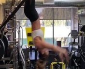 Kate Beckinsale working out upside down from actress firm