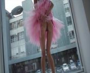 Beautiful Sveta dancing wearing a pink ballerina tutu dress from sveta y070