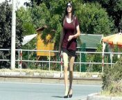 Crossdresser wears very short Skirt in Public from sissy fucked into girl