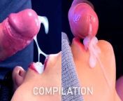 Slow motion cum in mouth compilation from masturbation slow motion