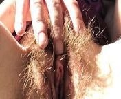 Sexy mature redhead Rachel Wriggler plays with her super bushy pussy and fingers her clit before having a bath from pale redhead rachel