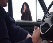 Stranger girl jerk off and sucked my dick through a car window in a public parking lot from public handjob flashing car