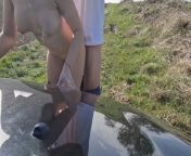 step sister blows stepdad in the car then stepdad fucks me on the hood from car sex with step sister
