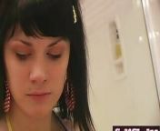 Pretty teen does her eye make up from harror movi com