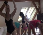 Hot tight pussy horny college girls do yoga and stretching to be fitness models for their social media to seduce and tease from lane model tv blueswim