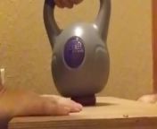 Wife crushes balls with kettle bells from marmit