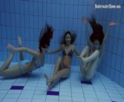 Fun naked girls get naughty in the pool from голые сопливые модельки