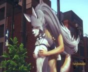 Furry Hentai Wolf gives fox boobjob until he cum on her face from yiff wolf